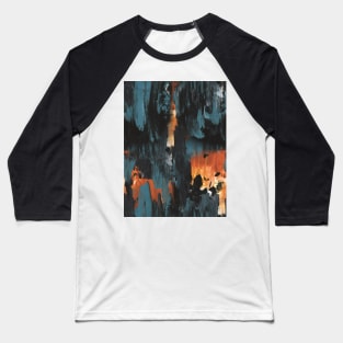 New dawn rusty orange - fluid painting pouring image in teal, black and orange Baseball T-Shirt